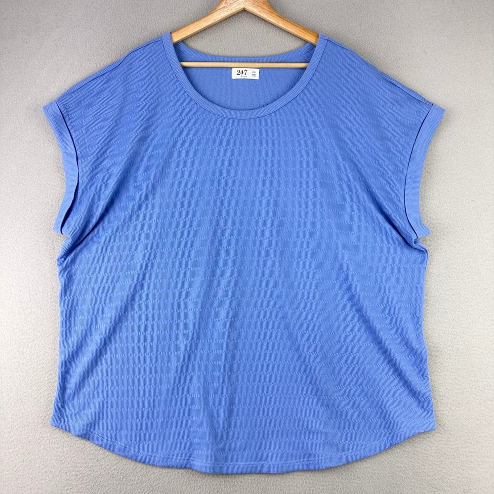 24/7 Maurices Textured Knit‎ Top Women XXL Blue Casual Dolman Sleeve Tee Comfort